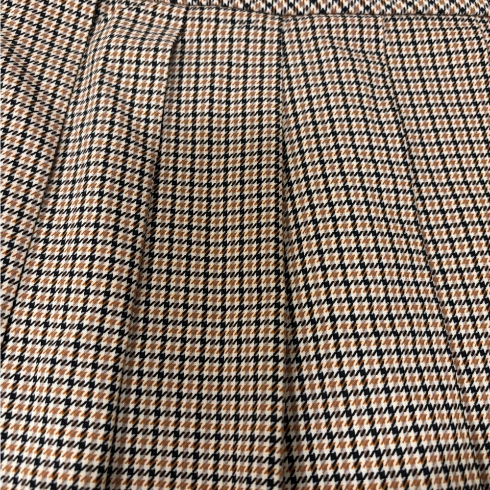 NWT Joe B by Joe Benbasset Tan Black Houndstooth Pleated Mini Skirt Size Small - Picture 2 of 9